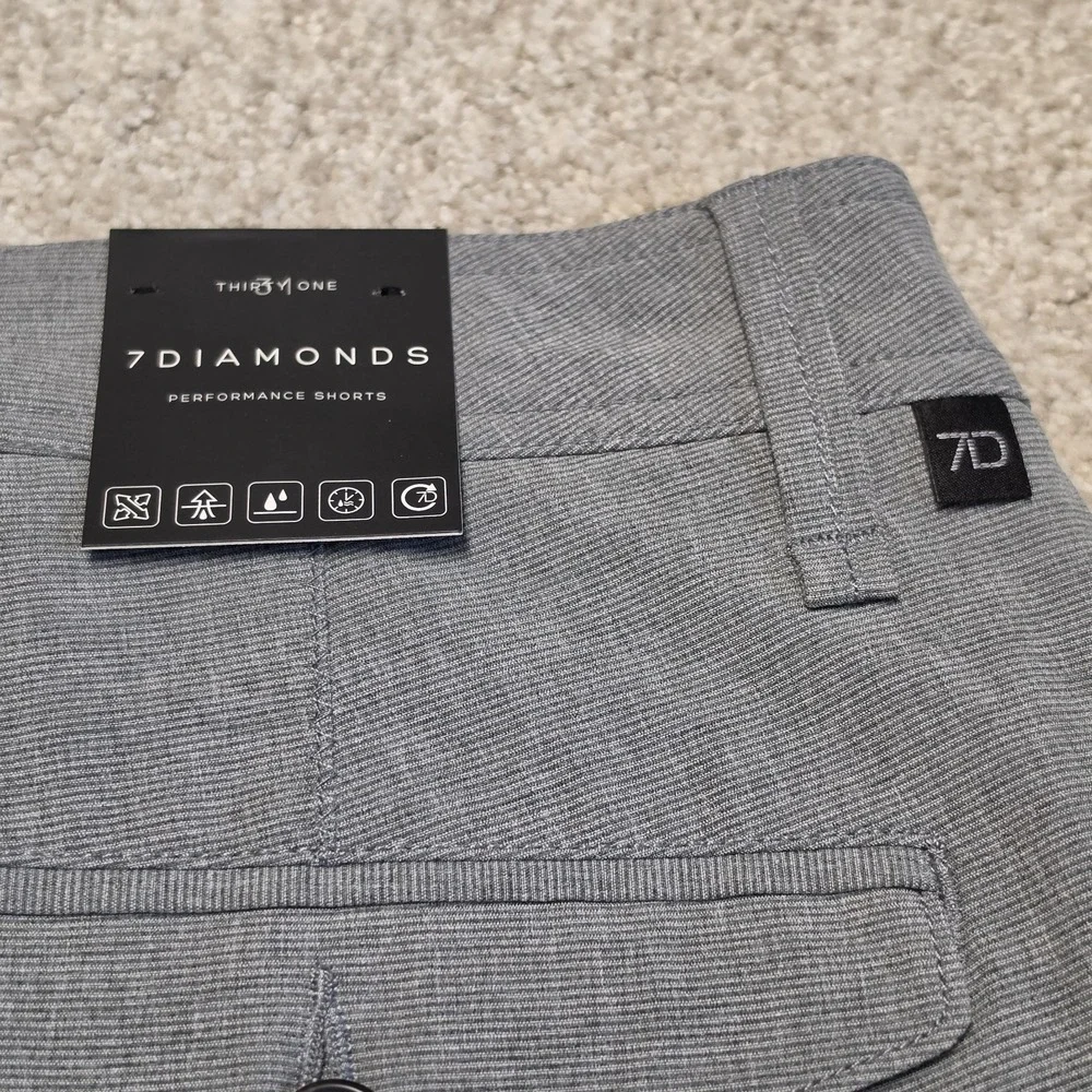 NWT 7 Diamonds Intertidal Performance Shorts Gray 4 Way Stretch Sz 31 10